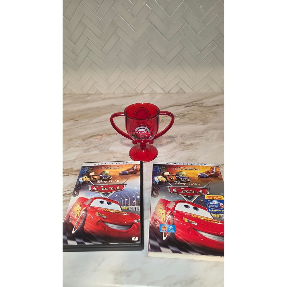 Disney Pixar Cars DVD Movie Widescreen With Plastic Trophy Cup Collectible